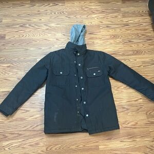 Unisex Dickies Black Utility Jacket - Size Small - Grey Cotton Hood